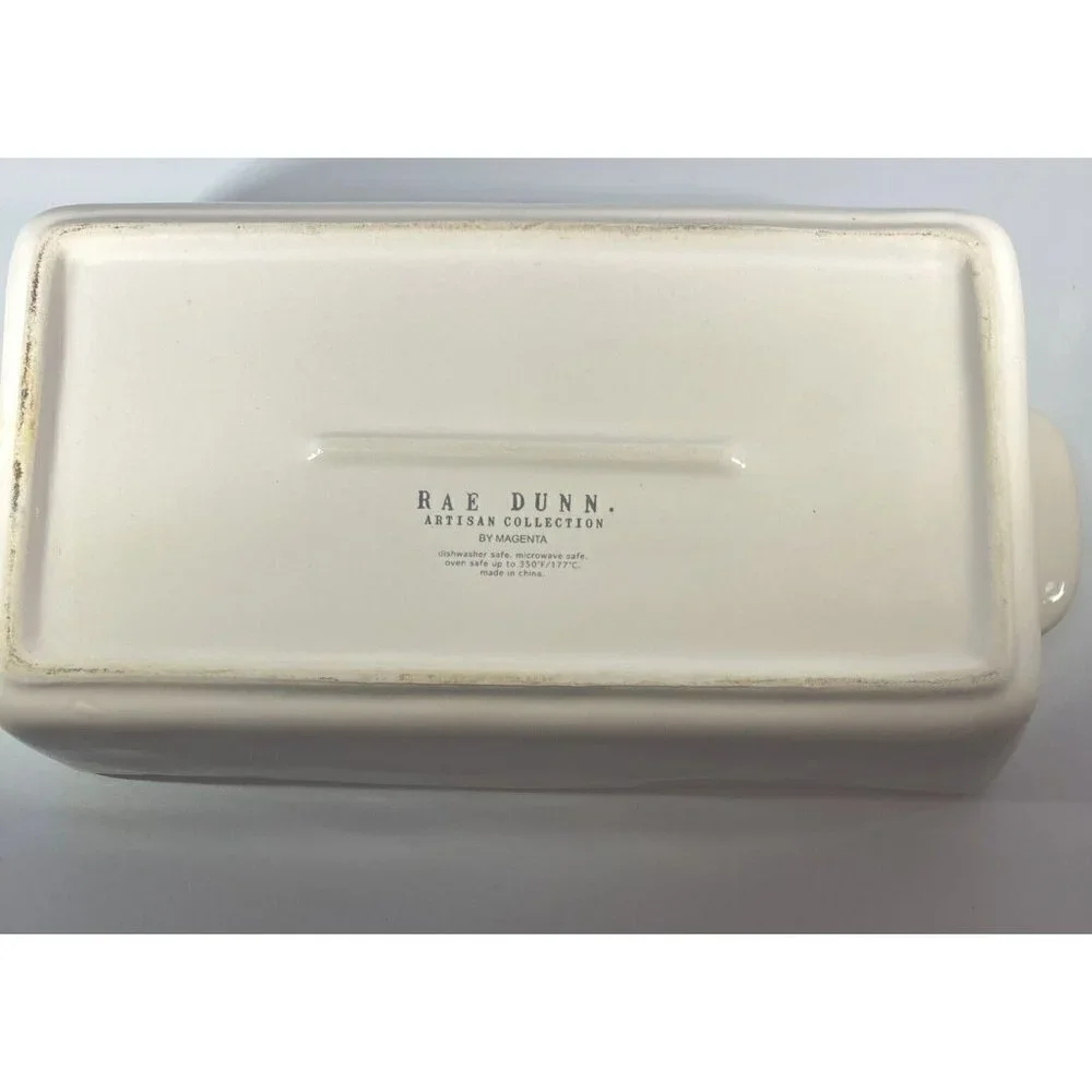 Rae Dunn YUM Ceramic Baking Dish Loaf Pan Large Letter Farmhouse by Magenta‎